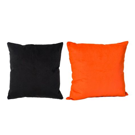 Set 2  Cojines Felpa combinados 40x40  Naranja y Negro-0