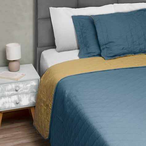 Quilt Bicolor Masel 1,5 plazas Petroleo-Amarillo 180x250-1