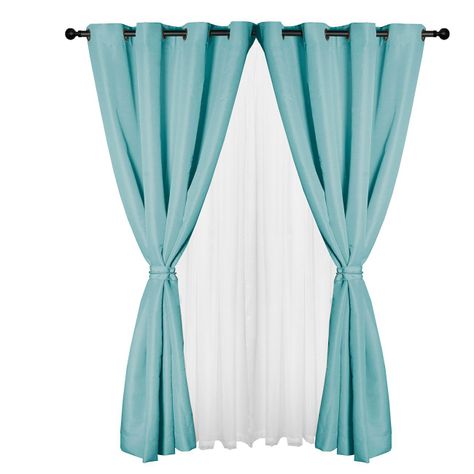 Set Cortinas 8 Piezas Yasmin Turquesa-0