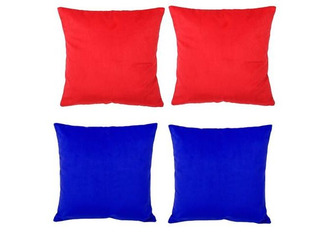 Set 4 Cojines combinados  40X40  Felpa velvet  Azul  y Rojo-1