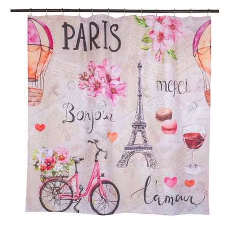 Set Cortina Baño  Paris Bonjour 1.80x1.80 cm.-0