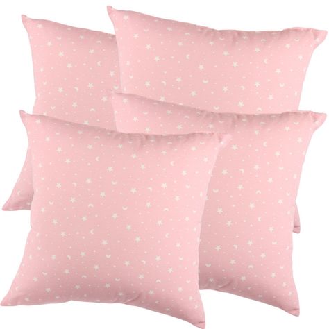 Set 4 Cojines Lona Estrellita Rosa 50x50 cm-0