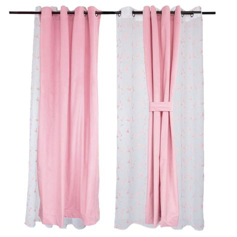 Set Cortinas 4 pzas New Velvet -Velo Bordado Rosa palo -0