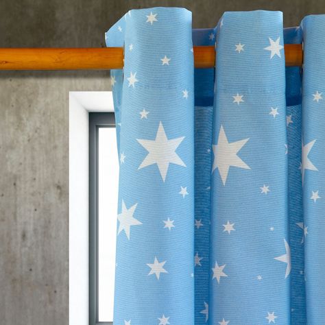 Cortina  Lona Española Estrellas   Azul cla -0
