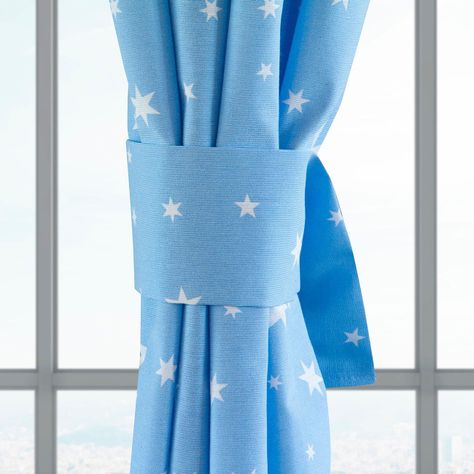 Cortina  Lona Española Estrellas   Azul cla -1