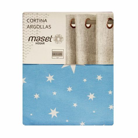 Cortina  Lona Española Estrellas   Azul cla -4