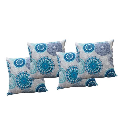 Set 4 cojines Lona Española Mandala 50x50 Turquesa-0