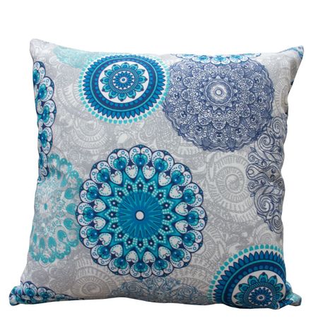 Set 4 cojines Lona Española Mandala 50x50 Turquesa-1