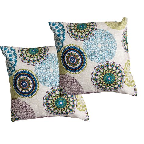 Set 2 cojines Lona Española Mandala 50x50 Verde-0