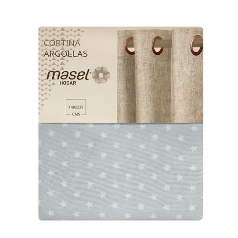 Cortina lona española estrellita mini Gris-2