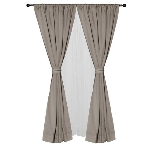 Set cortina 8 pzas Amalia pasatubo 140x225 Taupe-0