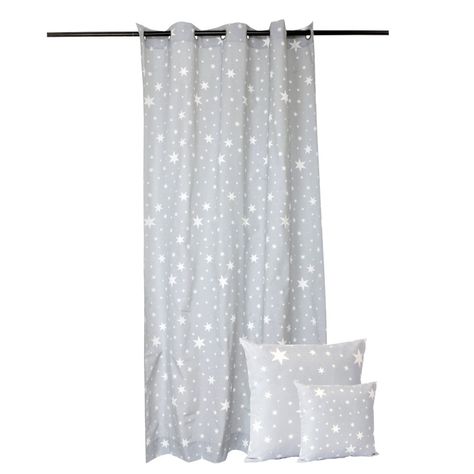 Juego Cortinas + Cojines infant. Estrellita Gris-0