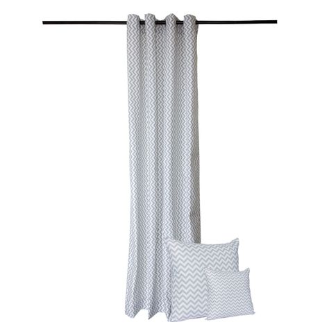 Juego Cortinas + Cojines infantiles Zig Zag  Gris-0
