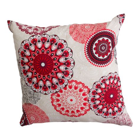 Set 2 cojines Lona Española Mandala 50x50 cm Rojo-1