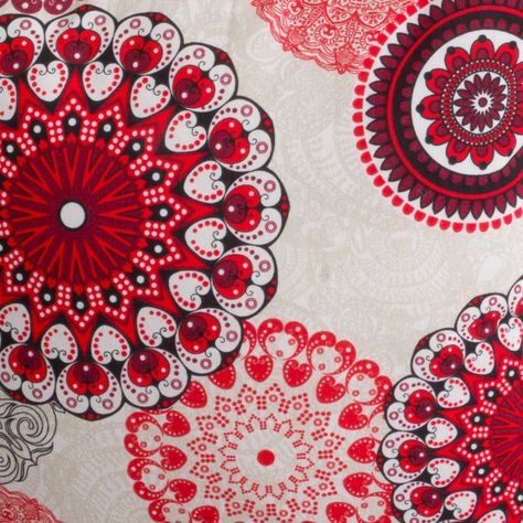 Set 2 cojines Lona Española Mandala 50x50 cm Rojo-2