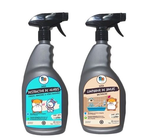Kit Eliminador De Olores + Limpiador Hamster Cuy Conejo 1lt-0