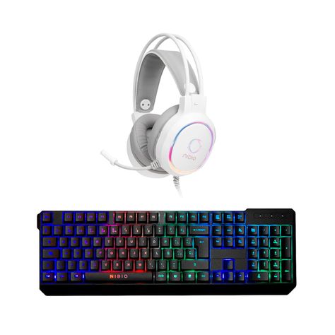 Kit Teclado Nibio Strike + Audífonos Nibio Zigma Blanco-0