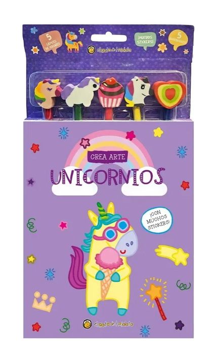UNICORNIOS *CREA ARTE: LÁPICES, BORRADORES Y STICKERS*  | V-0