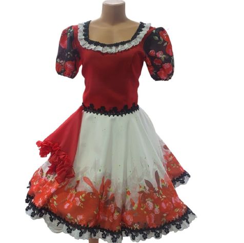 VESTIDO DE HUASA, CHINITA FIESTAS PATRIAS CHILE, Rojo-0