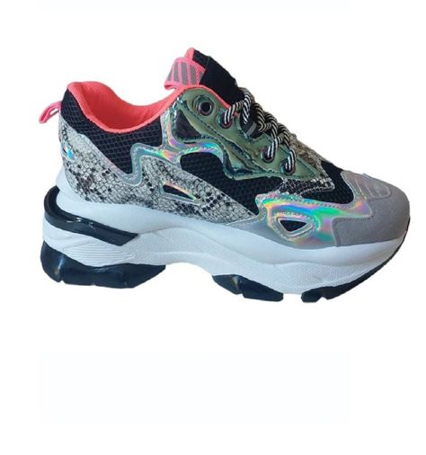 Zapatilla chunky negro rosa Z2-0