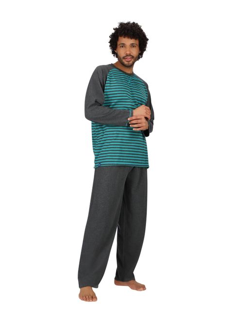 Pijama largo algodón Gris Marengo Mota -1