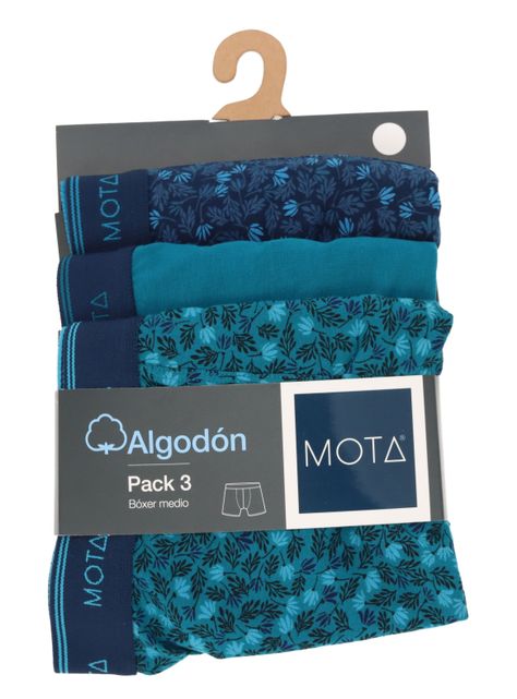 Bóxer Medio Algodón Petróleo Pack 3 Mota-1