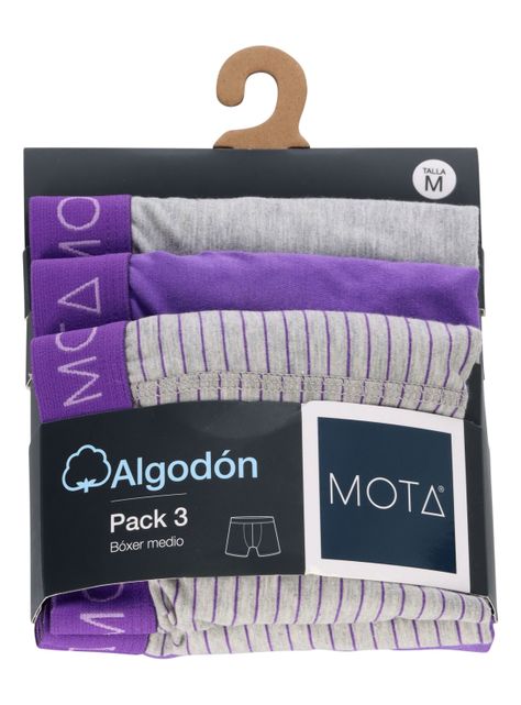 Boxer Medio Algodón Púrpura pack 3 Mota-5