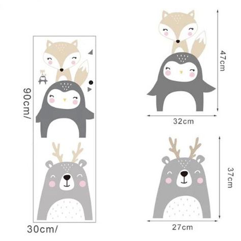 Oso, zorro y estrellas, vinilo deco muro dormitorio infantil-1