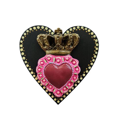 Cuadro corazón corona decorativo -0