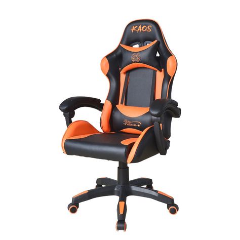 Silla Gamer Kaos Ergónomica Naranja y Negra-1