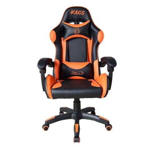 Silla Gamer Kaos Ergónomica Naranja y Negra-0