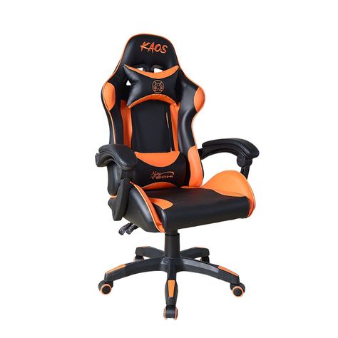 Silla Gamer Kaos Ergónomica Naranja y Negra-2
