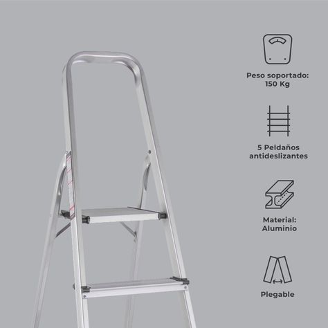 Escalera Halten de Acero Plegable 5 Peldaños-3