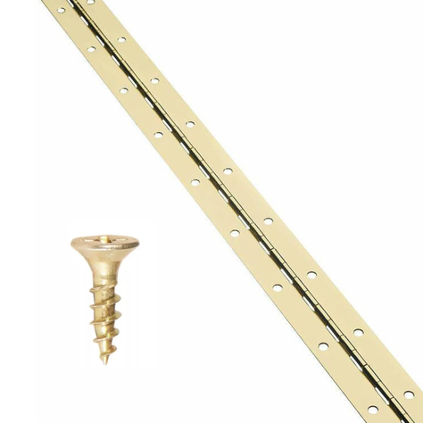 Bisagra Piano 1m Bronce Metálica C/tornillos Resistentes-0