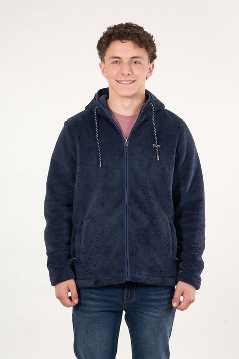 Poleron Bonded Shaggy con gorro Azul wi8301 Polemic-1