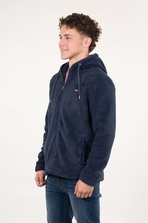 Poleron Bonded Shaggy con gorro Azul wi8301 Polemic-3