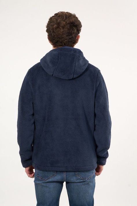 Poleron Bonded Shaggy con gorro Azul wi8301 Polemic-4