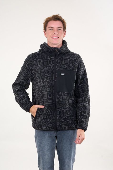 Poleron Micropolar Full Zipper y gorro Negro wi8308 Polemic-0