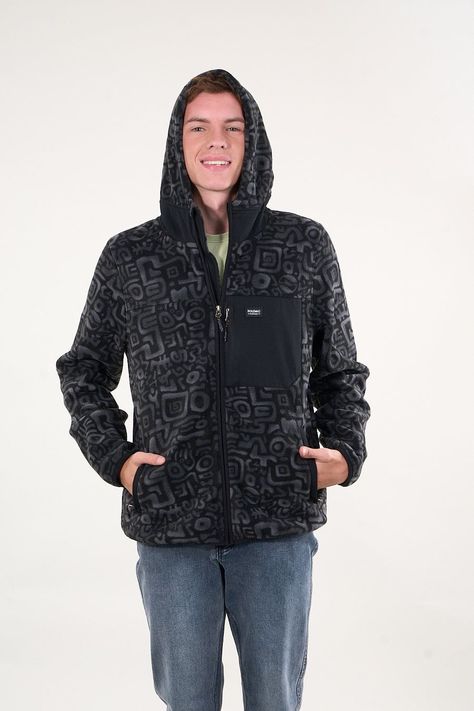 Poleron Micropolar Full Zipper y gorro Negro wi8308 Polemic-2