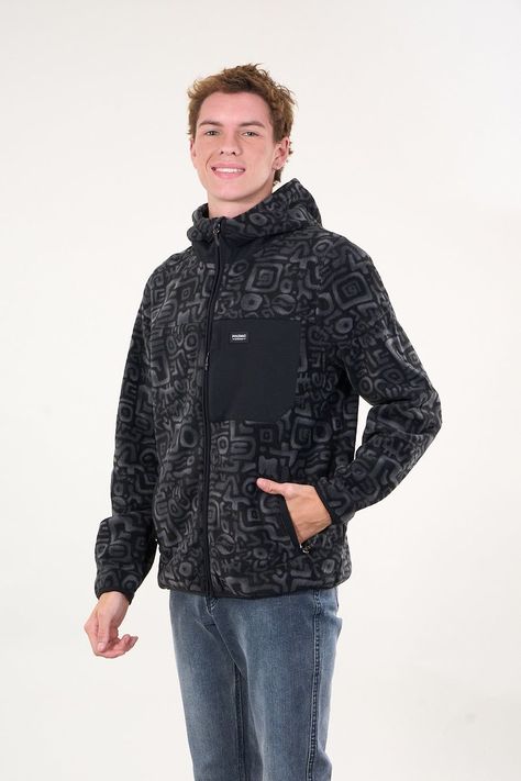Poleron Micropolar Full Zipper y gorro Negro wi8308 Polemic-3