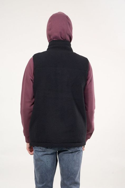 Poleron sin mangas Mini sherpa full cierre Negro wi8314 Polemic-4