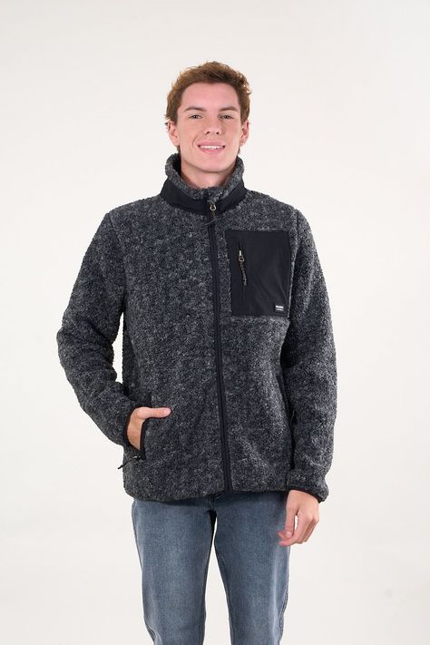 Poleron Polar Sherpa Bonded con cierre Negro wi8316 Polemic-0