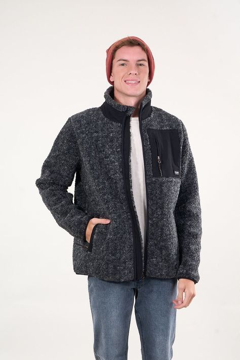 Poleron Polar Sherpa Bonded con cierre Negro wi8316 Polemic-2