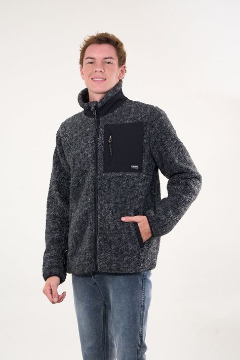 Poleron Polar Sherpa Bonded con cierre Negro wi8316 Polemic-3
