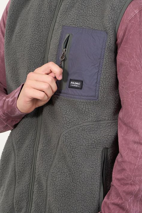 Poleron sin mangas Mini sherpa full cierre Gris wi8314 Polemic-1