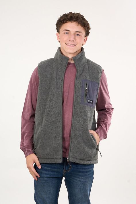 Poleron sin mangas Mini sherpa full cierre Gris wi8314 Polemic-2
