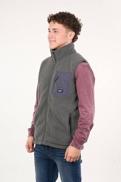 Poleron sin mangas Mini sherpa full cierre Gris wi8314 Polemic-3