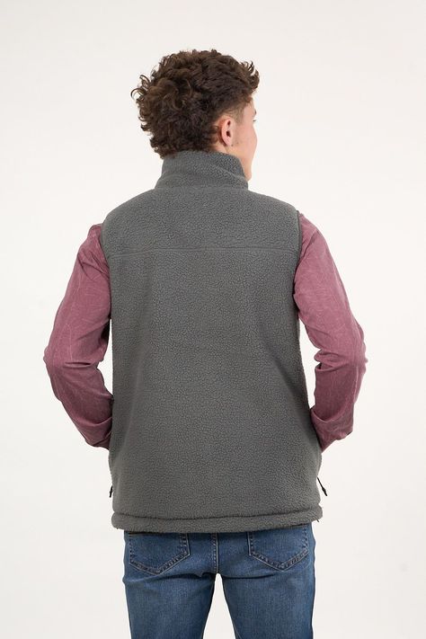 Poleron sin mangas Mini sherpa full cierre Gris wi8314 Polemic-4