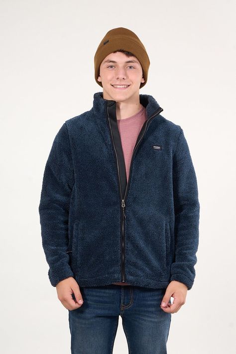 Poleron Bonded Shaggy sin gorro Azul wi8300 Polemic-3