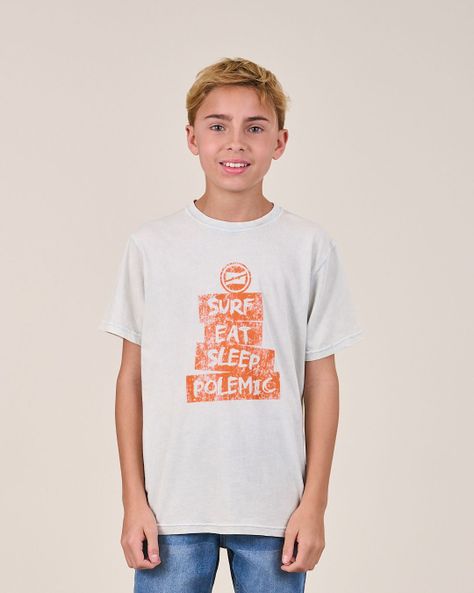 Polera procesada Retro manga corta 1161 niño Polemic-0